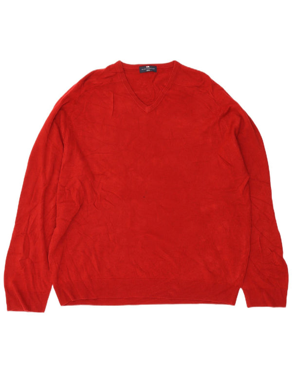 Marks & Spencer Męski sweter z dekoltem w kształcie litery V, 2XL, czerwony akryl