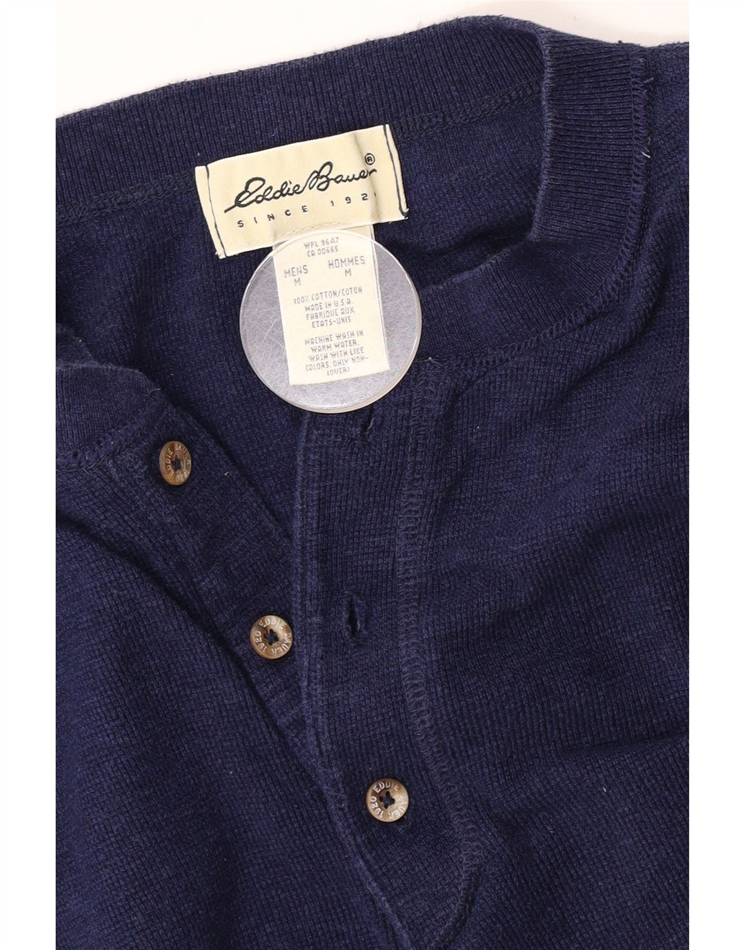 Męski top o luźnym kroju Eddie Bauer z długim rękawem, średni granatowy, bawełniany