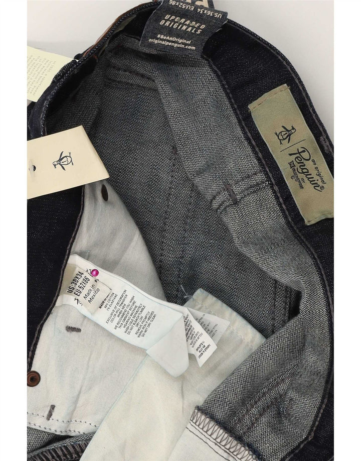 Męskie jeansy slim fit Penguin W36 L34 Granatowa bawełna