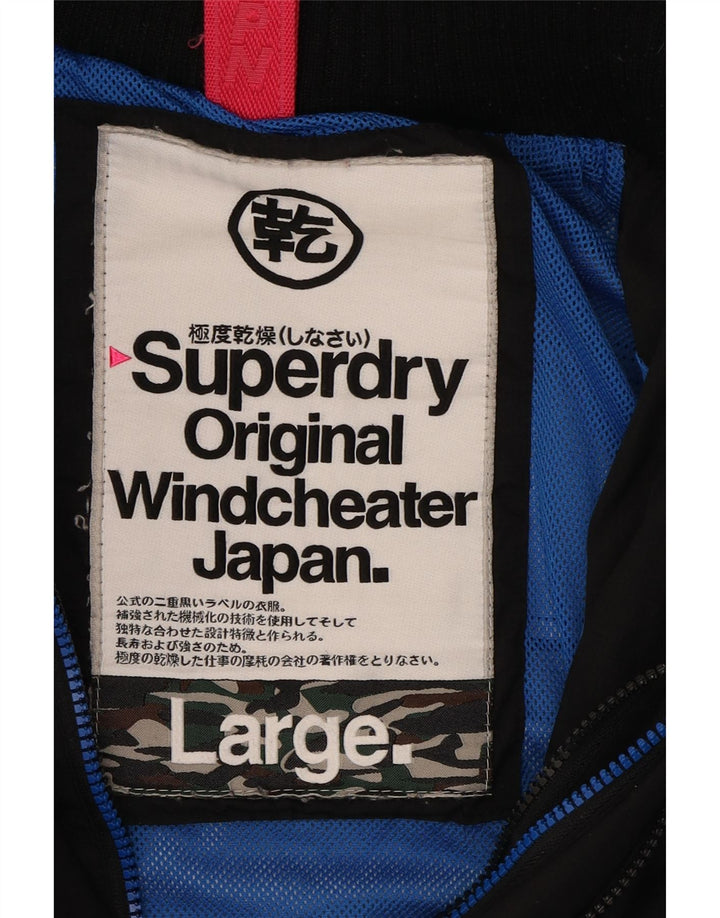 SUPERDRY Womens The Windcheater Windbreaker Jacket UK 16 Large Black Vintage Superdry and Second-Hand Superdry from Messina Hembry 