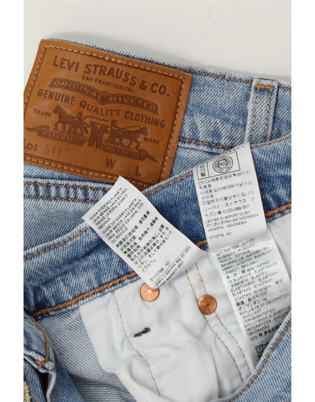 Męskie jeansy Levi's 511 Slim W34 L30 Niebieska bawełna