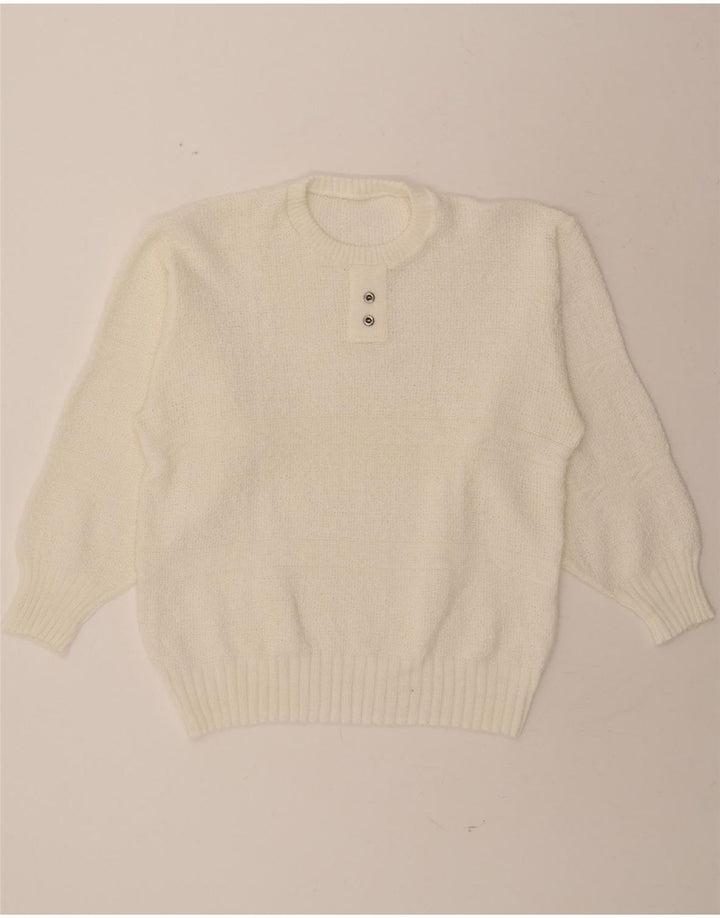 VINTAGE Womens Crew Neck Jumper Sweater UK 16 Large White Vintage Vintage and Second-Hand Vintage from Messina Hembry 