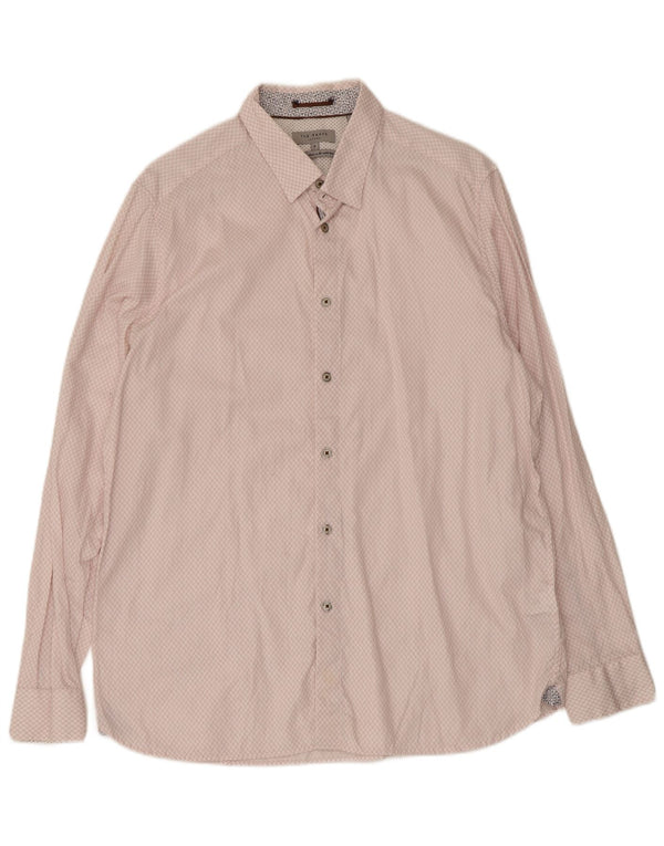 Koszula męska Ted Baker, rozmiar 6, 2XL, różowa, geometryczna bawełna