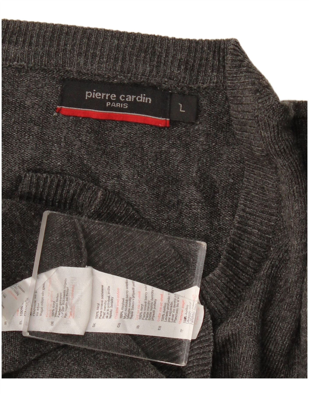 Męski sweter Pierre Cardin z dekoltem w kształcie litery V, duży, szary akryl