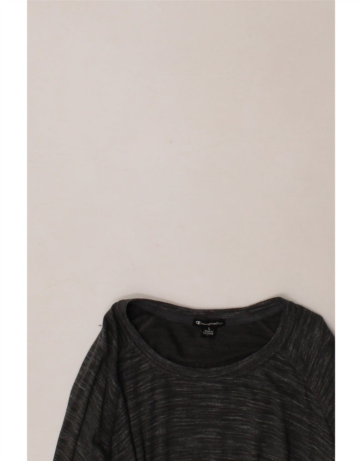 CHAMPION Womens Top Long Sleeve UK 16 Large Grey Flecked Rayon Vintage Champion and Second-Hand Champion from Messina Hembry 