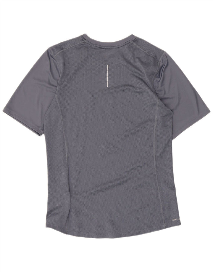 Męski T-shirt z grafiką Nike Dri Fit, mały, szary, poliestrowy