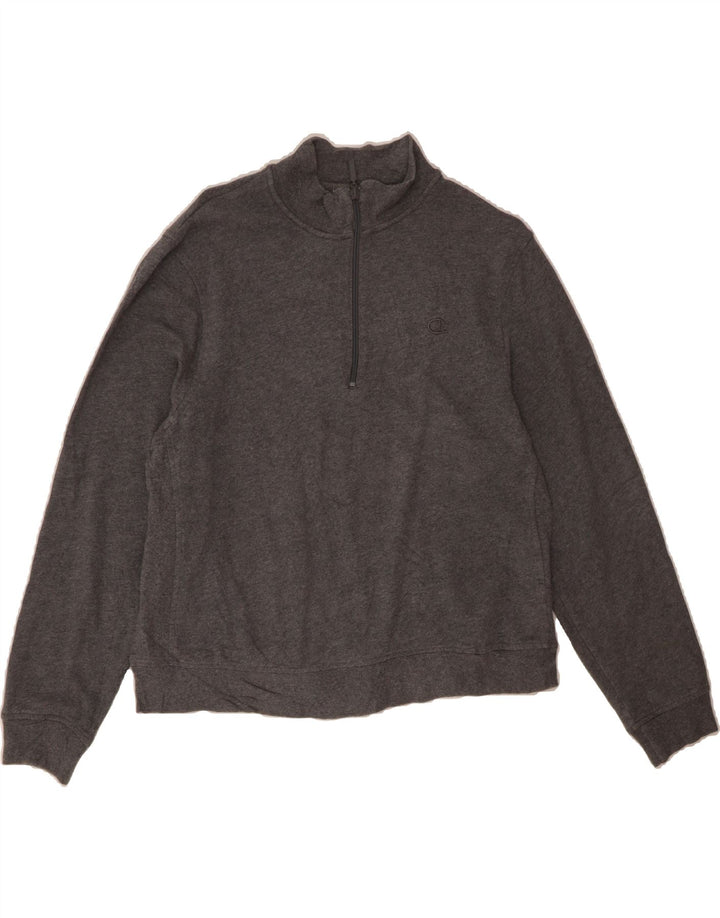 CHAMPION Mens Zip Neck Sweatshirt Jumper Large Grey Cotton Vintage Champion and Second-Hand Champion from Messina Hembry 