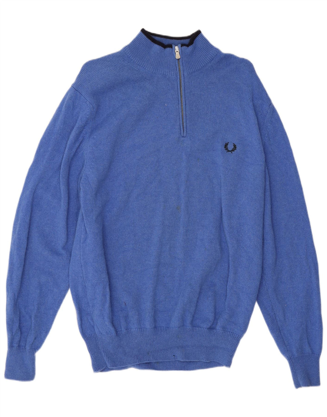 Męski sweter z zamkiem błyskawicznym Fred Perry, średnioniebieska wełna