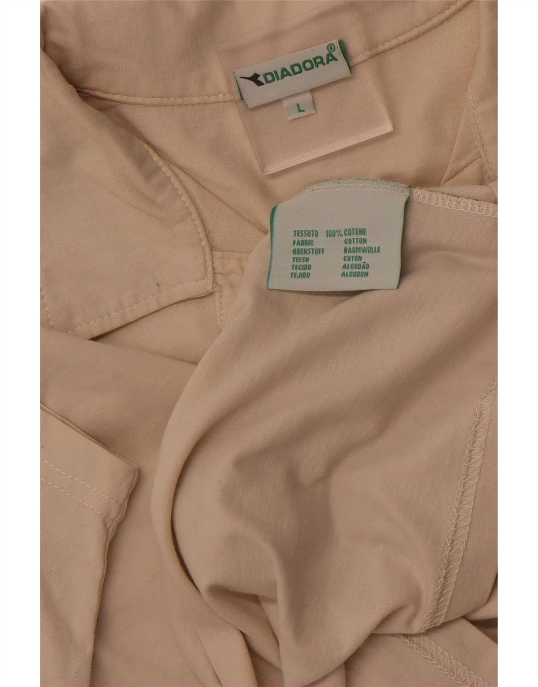 Męska koszulka polo DIADORA, duża, beżowa, bawełniana z blokami kolorów