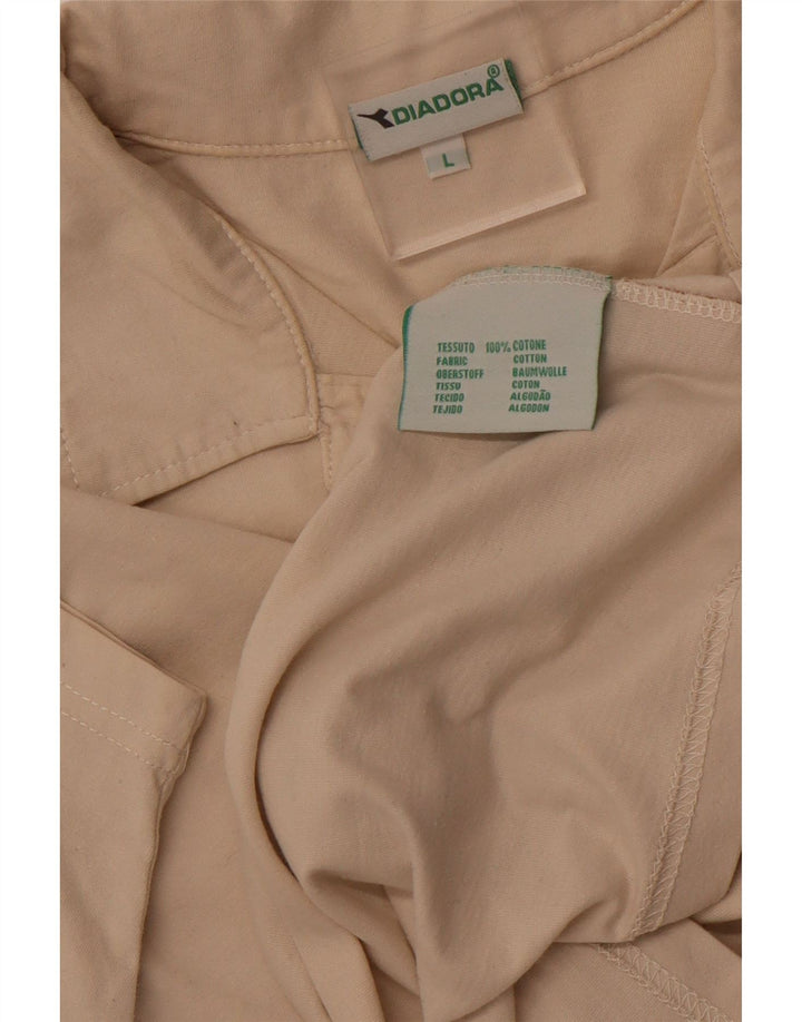 Męska koszulka polo DIADORA, duża, beżowa, bawełniana z blokami kolorów