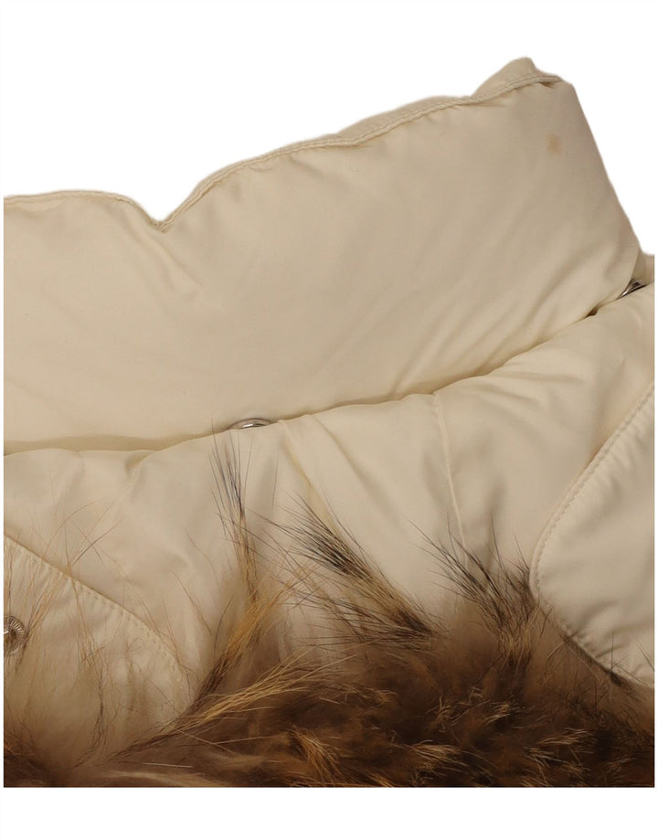 Damski płaszcz z kapturem Diadora UK 14, średni, złamany biały poliester