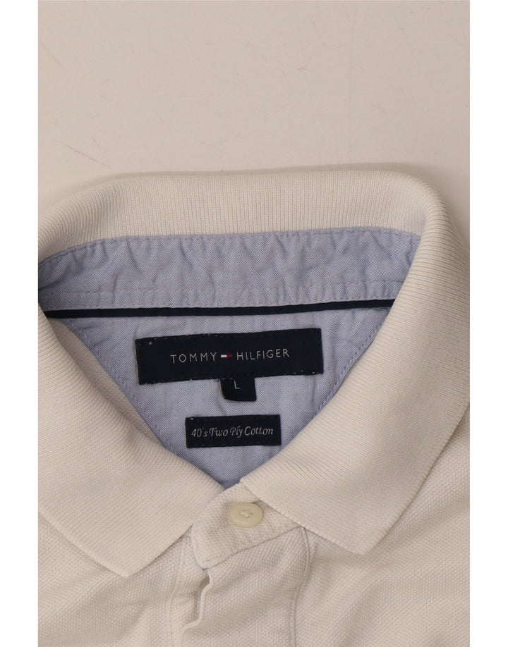 TOMMY HILFIGER Mens Polo Shirt Large White Cotton Vintage Tommy Hilfiger and Second-Hand Tommy Hilfiger from Messina Hembry 