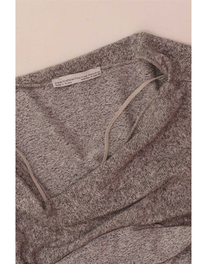 Damski top oversize z długim rękawem Zara UK 14, średnioszary, nakrapiany