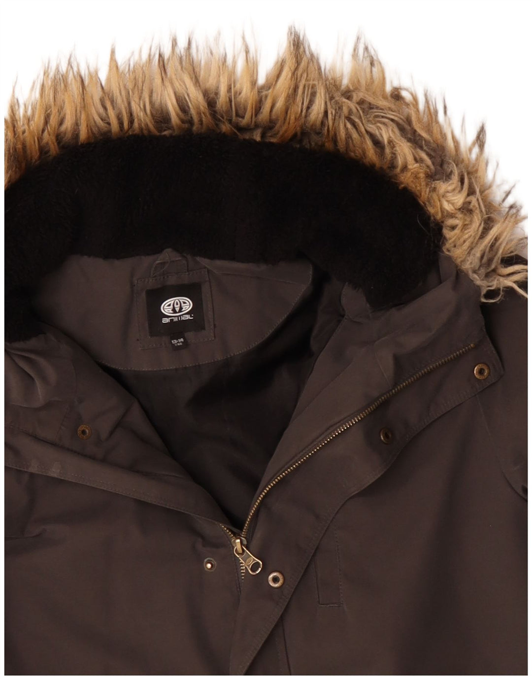 Kurtka parka z kapturem dla chłopców Animal, 13-14 lat, szara