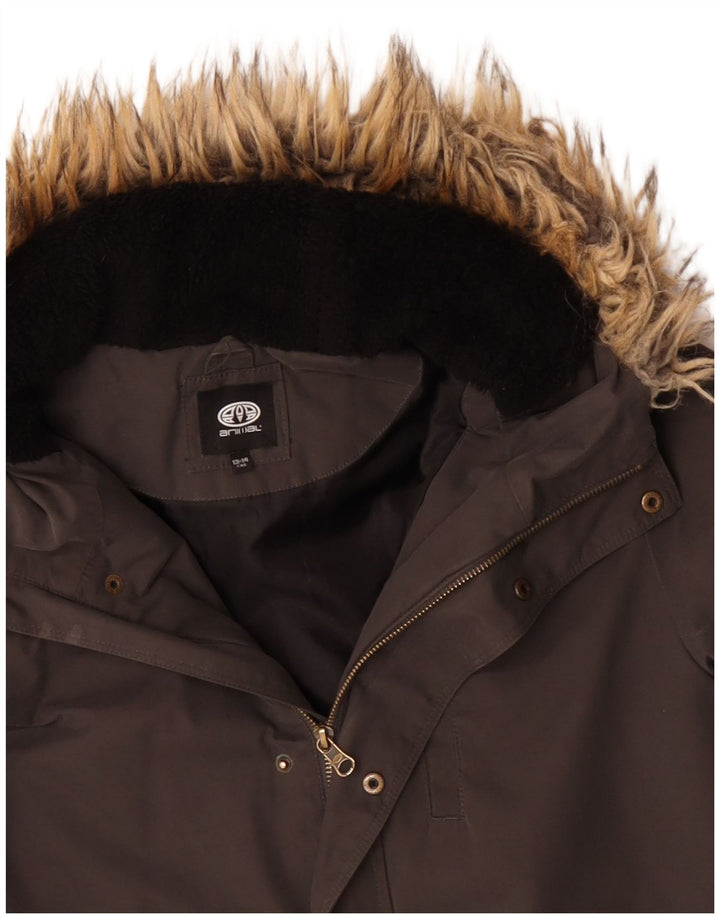 Kurtka parka z kapturem dla chłopców Animal, 13-14 lat, szara