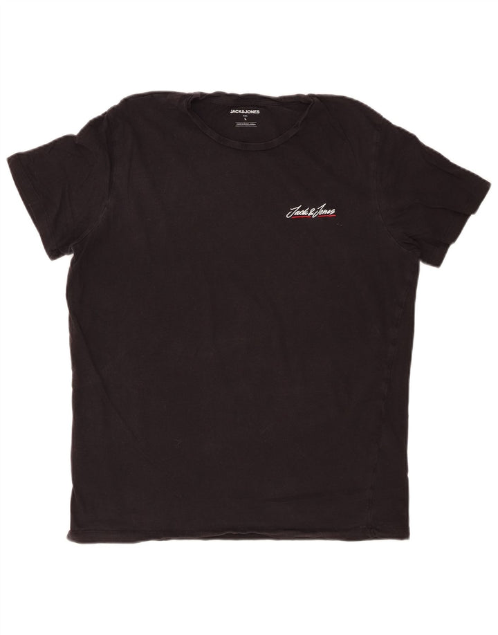 Męski T-shirt JACK & JONES, duży, czarny, bawełniany