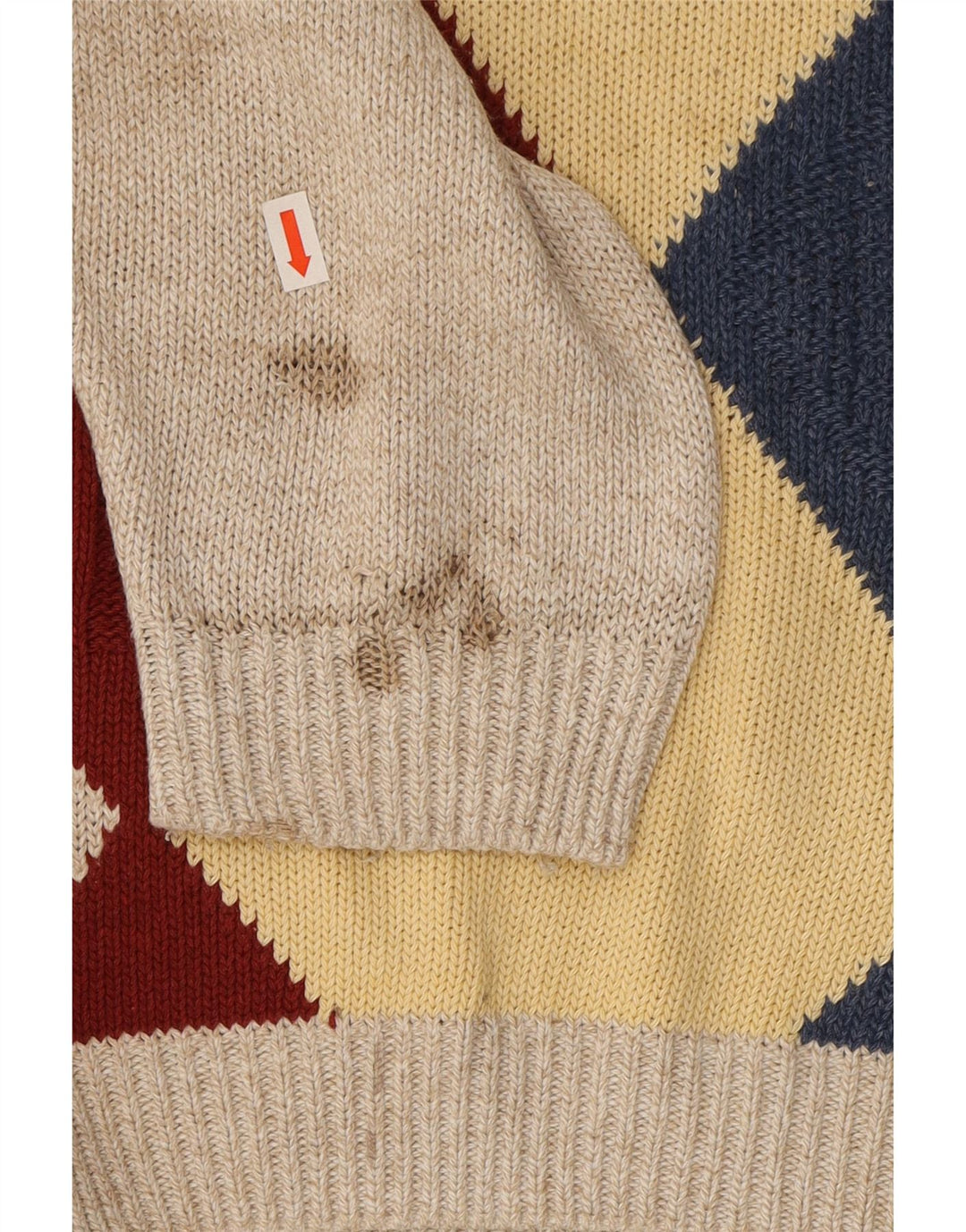 ST. BERNARD Mens Crew Neck Jumper Sweater Medium Beige Argyle/Diamond Vintage St. Bernard and Second-Hand St. Bernard from Messina Hembry 