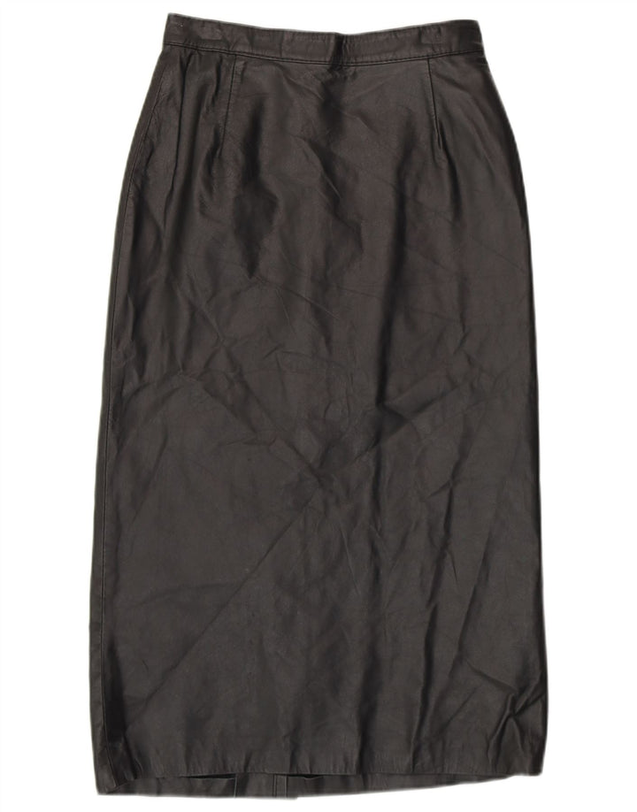 Vintage damska spódnica skórzana z wysokim stanem EU 42, duża czarna skóra