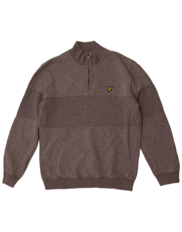 Męska bluza dresowa Lyle & Scott z zamkiem błyskawicznym, średnioszara, bawełniana w bloki kolorów