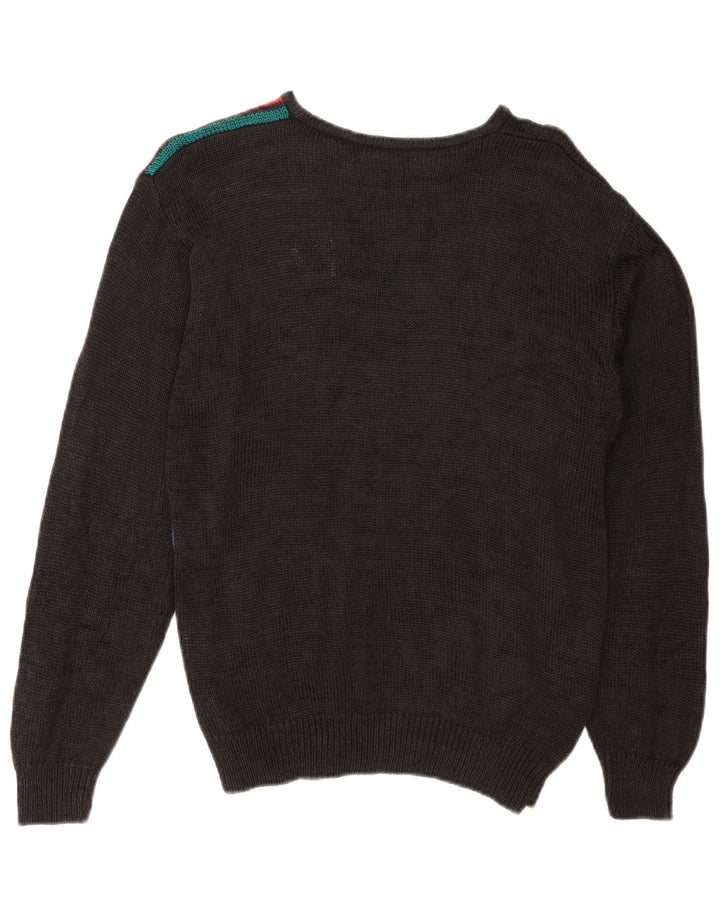 Damski sweter z okrągłym dekoltem Malina Wong EU 38, średni czarny retro
