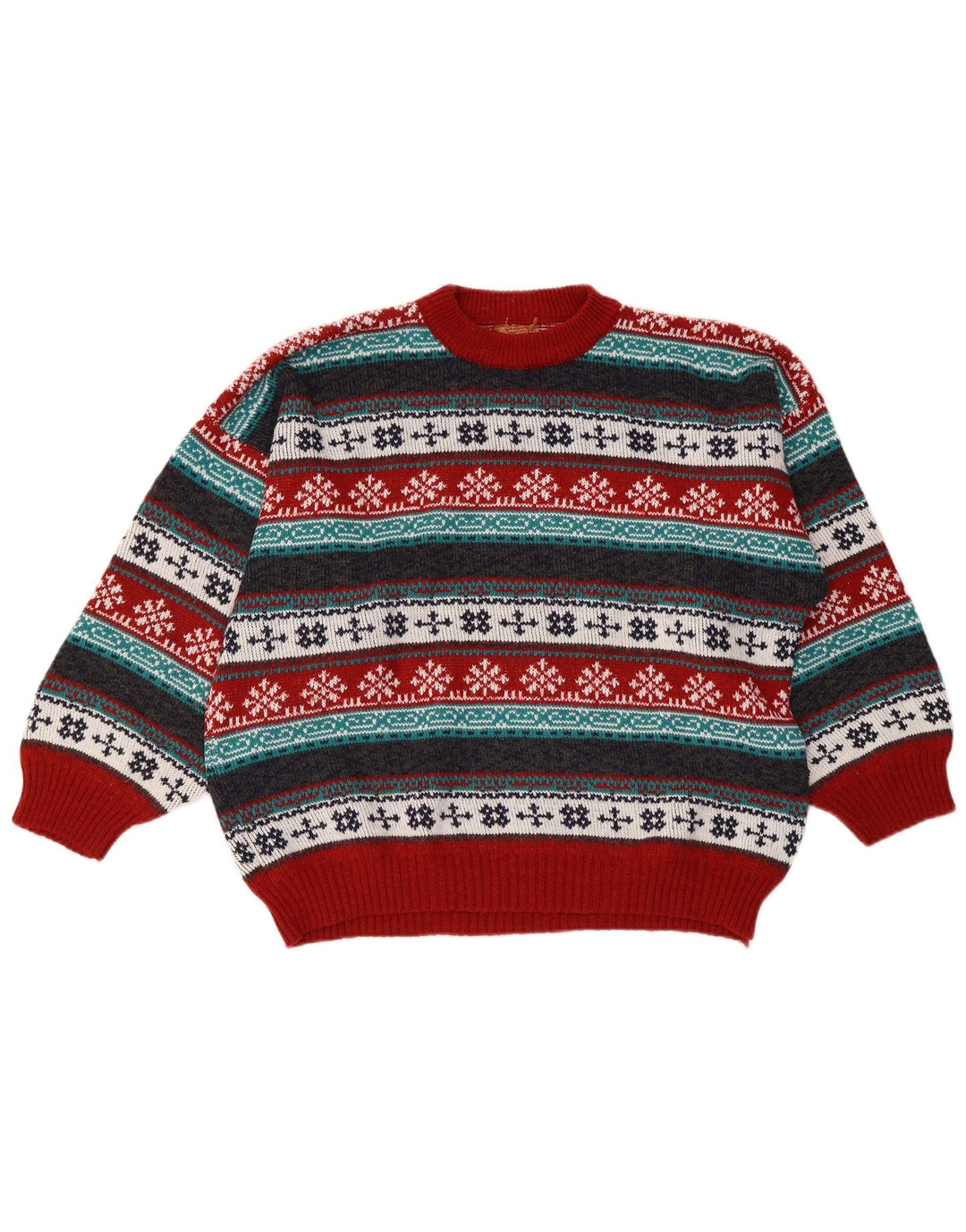 Sweter damski VINTAGE z okrągłym dekoltem UK 18 XL, wielokolorowy Fair Isle