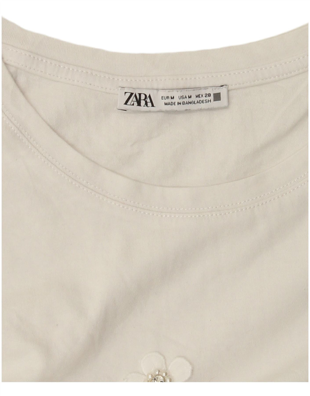 T-shirt damski Zara Top UK 14 Średni biały kwiatowy
