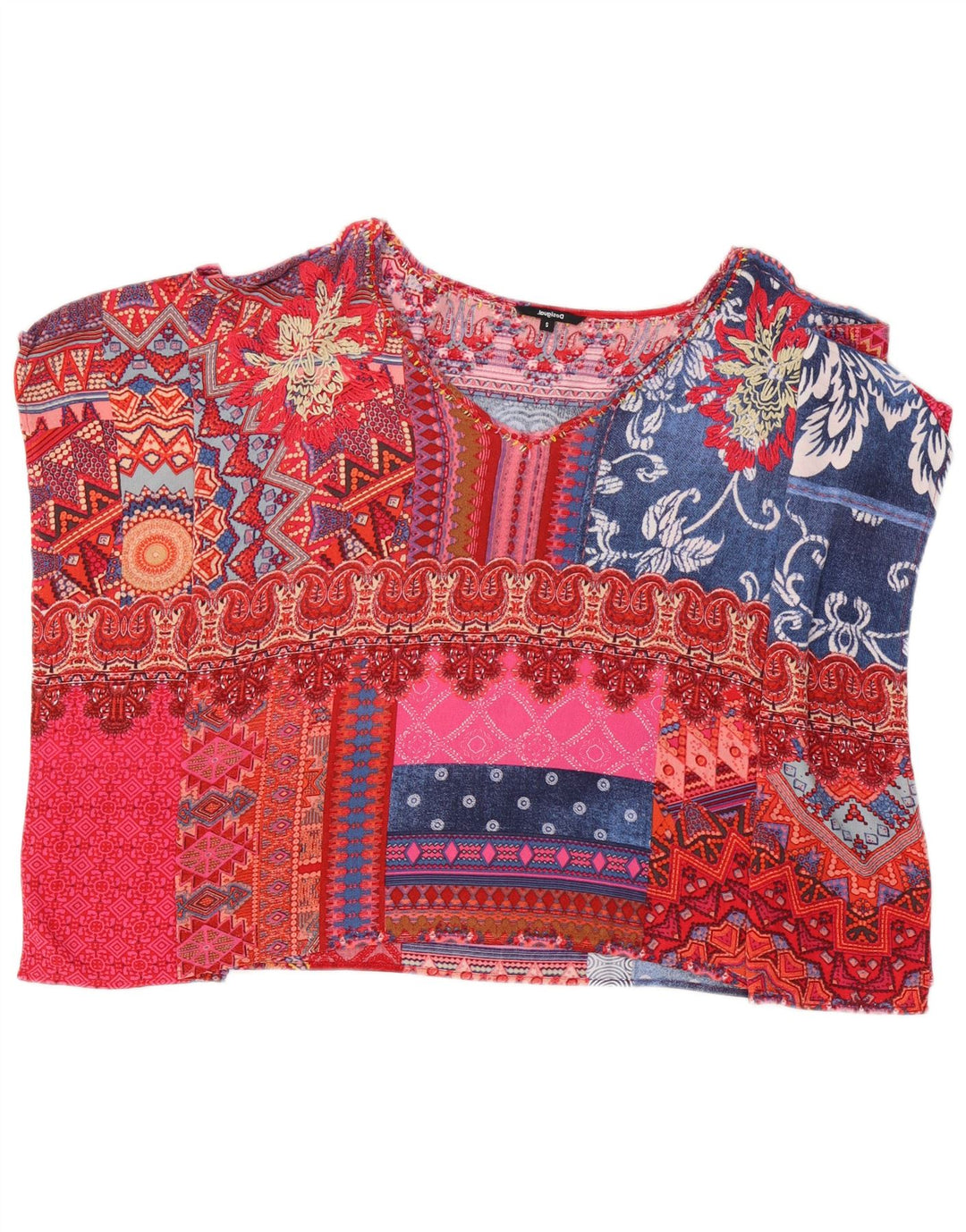 Damska bluzka ponczo Desigual Top UK 10 Small wielobarwny patchwork