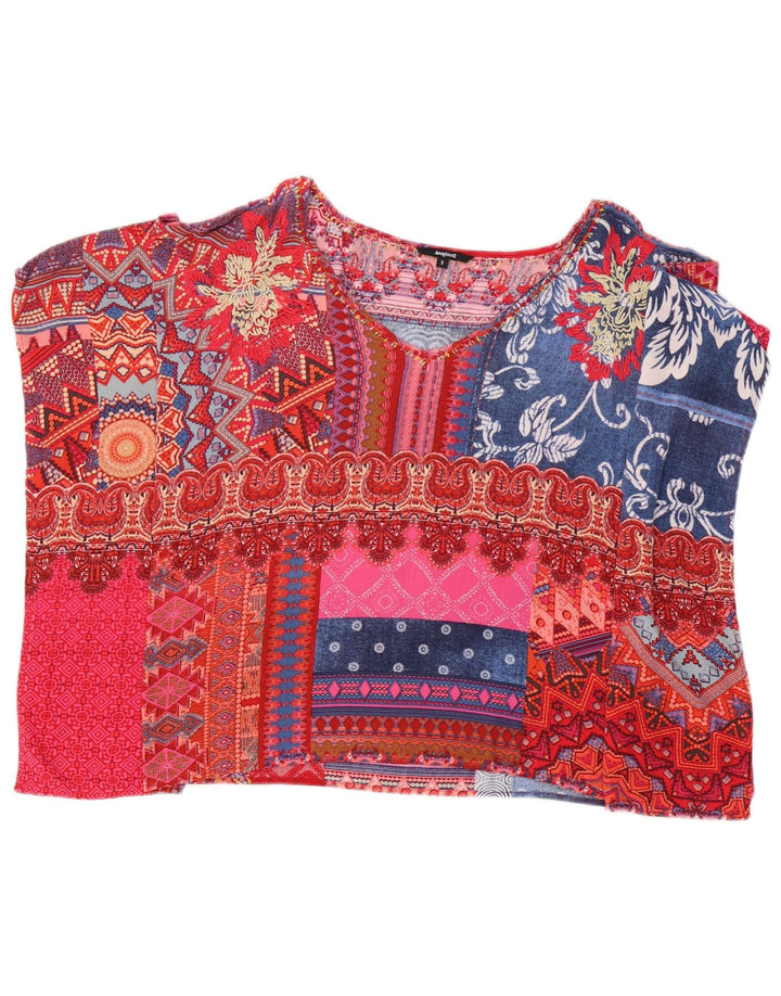 Damska bluzka ponczo Desigual Top UK 10 Small wielobarwny patchwork