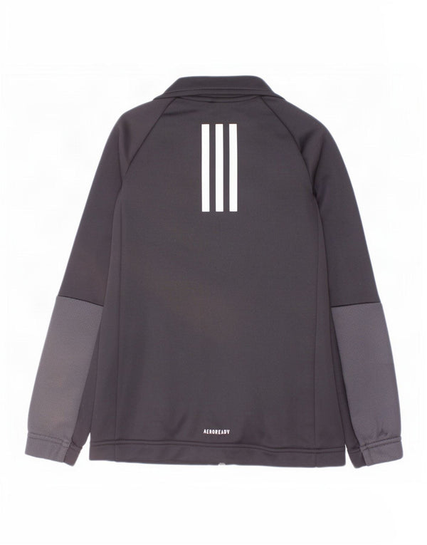 Adidas Boys Aeroready Tracksuit Top Jacket 7-8 Years Black Colourblock