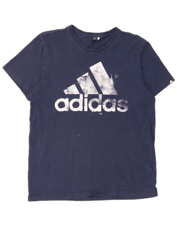 Męska koszulka z grafiką Adidas, duża, granatowa, bawełniana