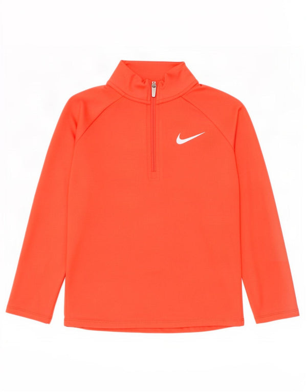 Nike Girls Dri Fit Zip Neck Pullover Tracksuit Top 6-7 Years Large Orange