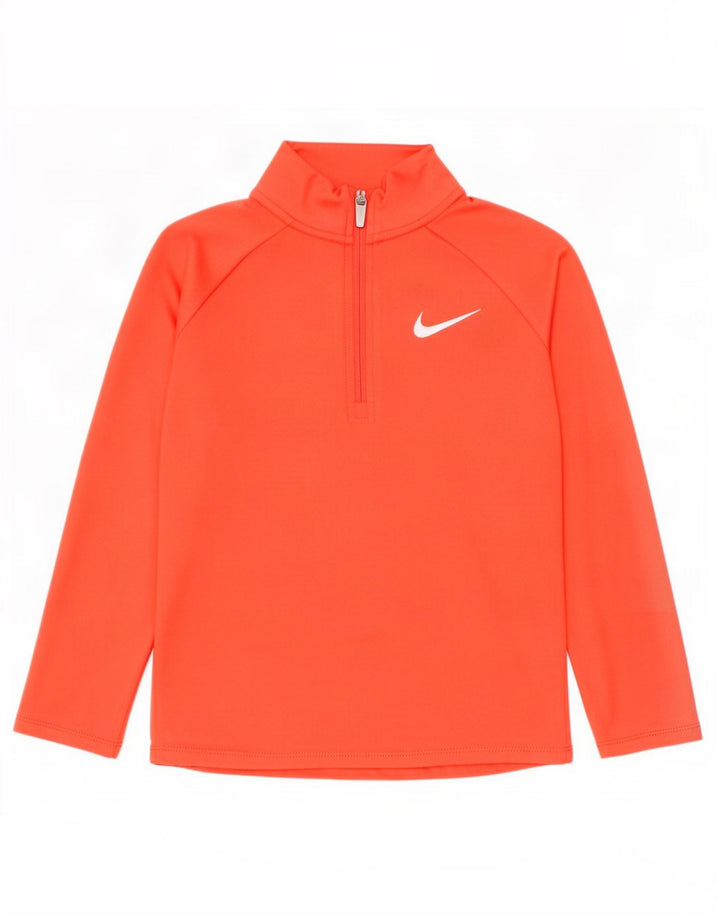 Top dresowy dziewczęcy Nike Dri Fit z zamkiem błyskawicznym na szyi, rozmiar 6-7 lat, duży, pomarańczowy
