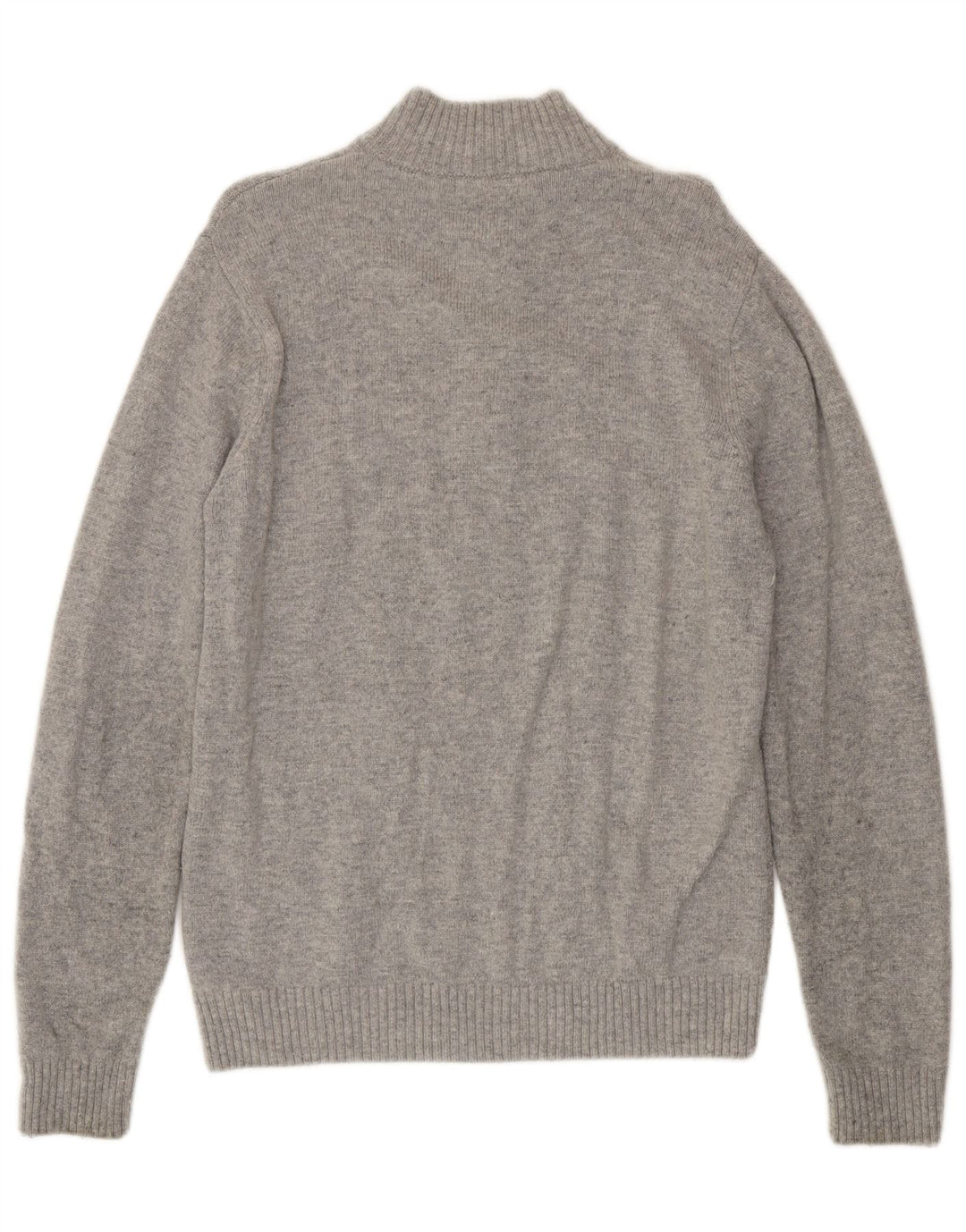 Crew Clothing Męski sweter z zamkiem błyskawicznym, duży, szary, z owczej wełny
