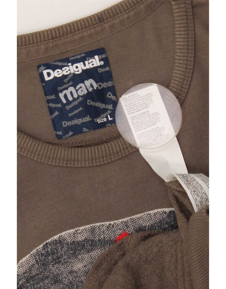 Męska bluza z grafiką Desigual, duża, szara, bawełniana