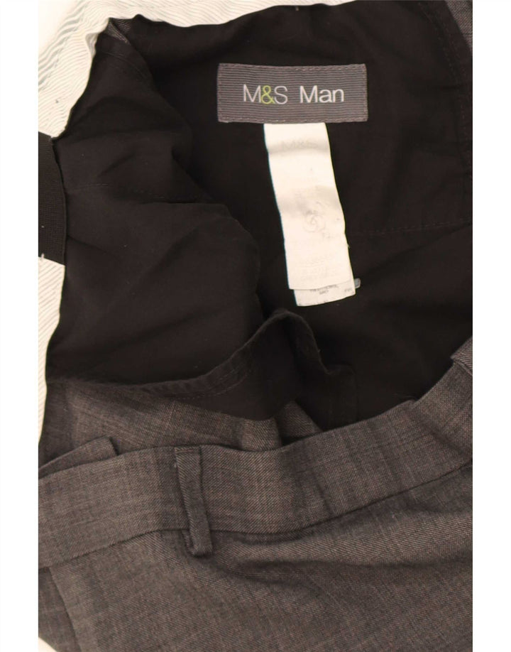Marks & Spencer Męskie proste spodnie garniturowe W38 L27 Szary poliester