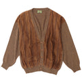 Vintage męski zamszowy sweter rozpinany, duża brązowa, geometryczna wełna