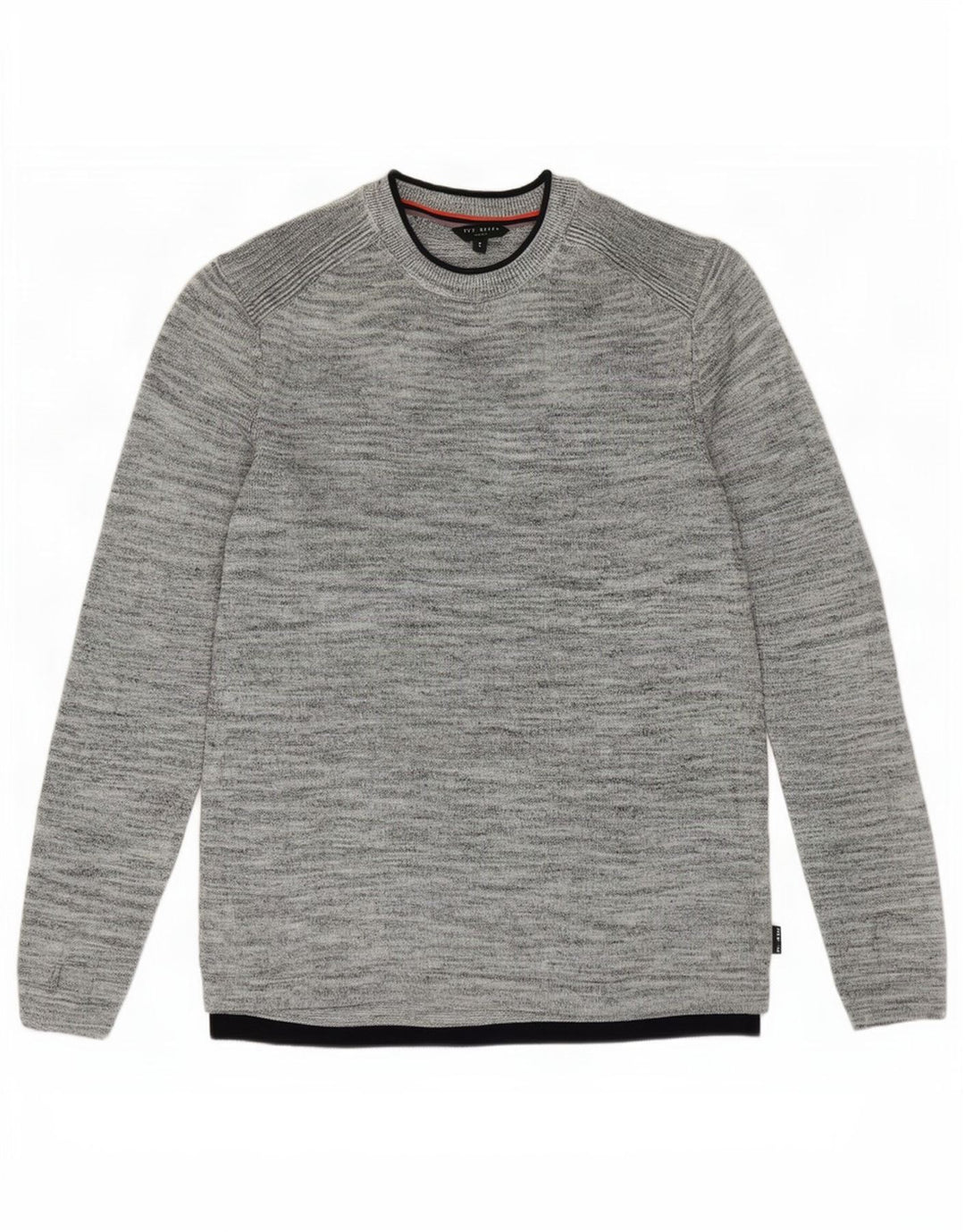 Męski sweter Ted Baker z okrągłym dekoltem, rozmiar 3, średnioszary, lniany w plamki