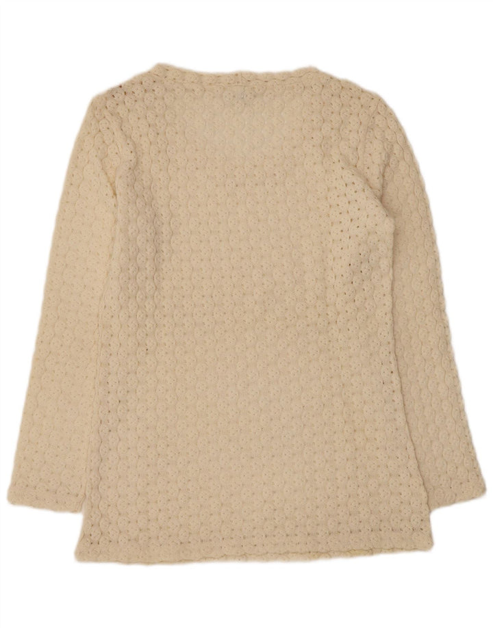 Sweter damski Sisley Relaxed Elegance z dekoltem w kształcie litery V, UK 12, średni złamanej bieli