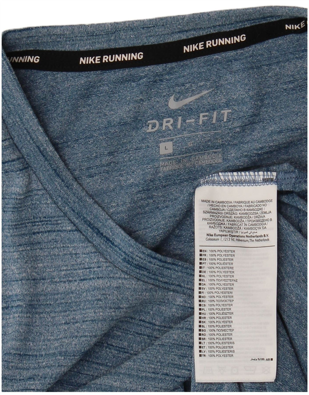 Męski T-shirt Nike Dri Fit, duży, niebieski, nakrapiany poliester