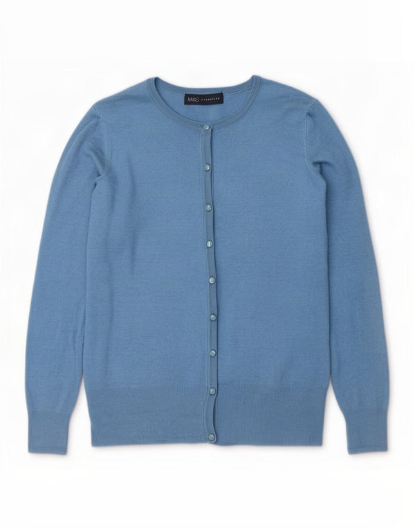 Marks & Spencer Damski sweter kardigan UK 10 Small Blue Wiskoza