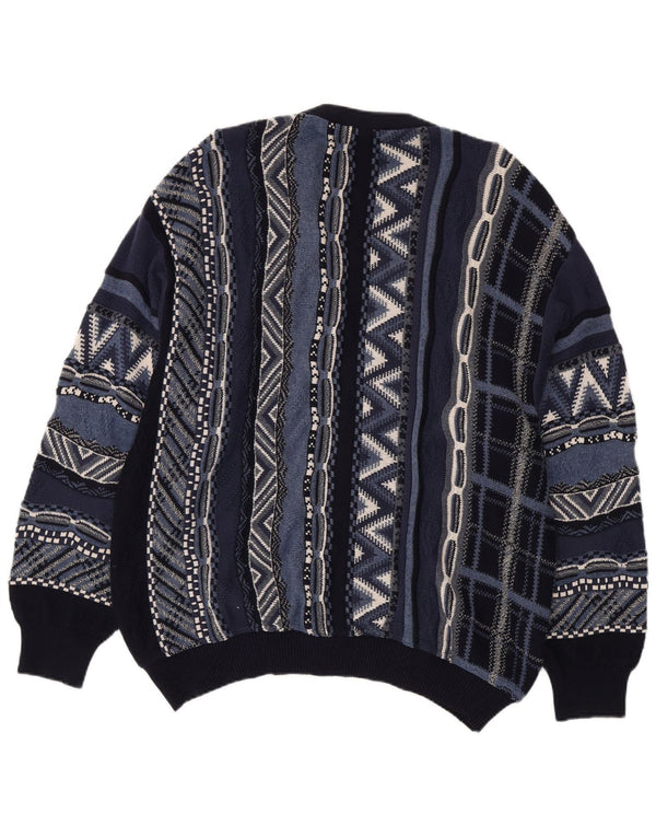 Marc Gibaldi Męski sweter rozpinany XL Granatowy, geometryczny, bawełniany
