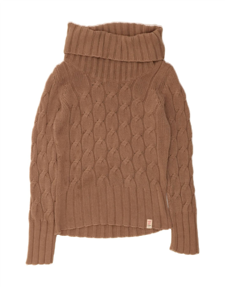 VINTAGE Womens Roll Neck Jumper Sweater UK 14 Medium Brown Vintage Vintage and Second-Hand Vintage from Messina Hembry 