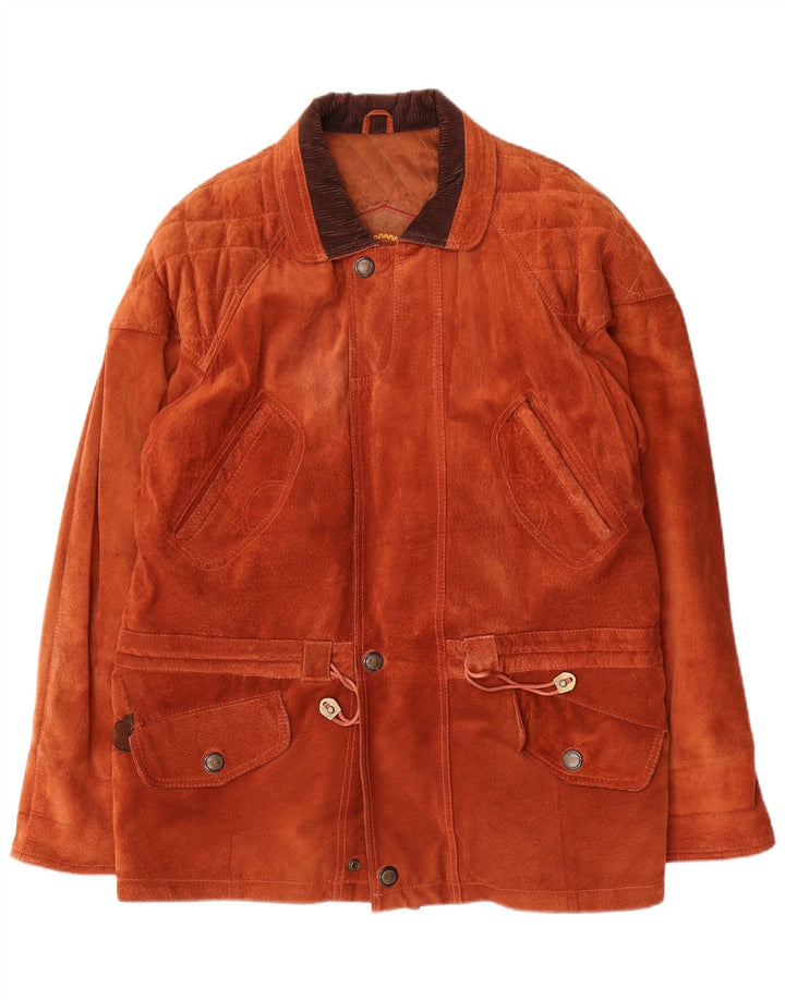 Zamszowa kurtka męska w stylu vintage IT 48 Średni brązowy zamsz