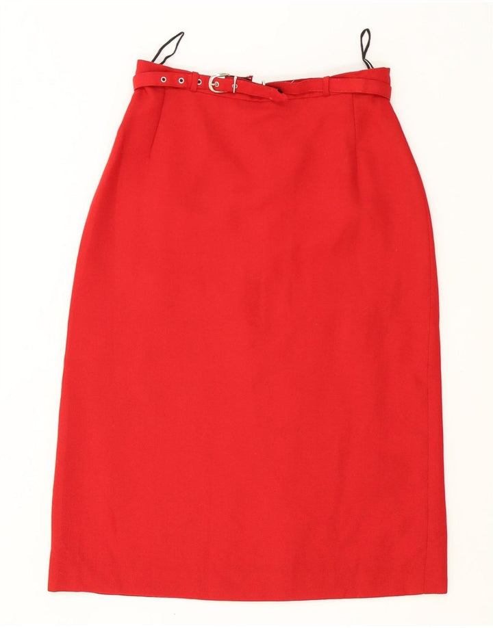 Vintage damski zestaw spódnic zapinanych na 5 guzików, UK 12 Medium W28, czerwony poliester