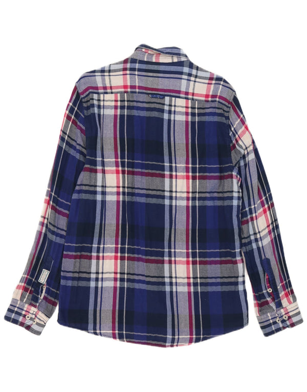 Crew Clothing Męska koszula flanelowa o dopasowanym kroju XL, bawełniana w niebieską kratkę