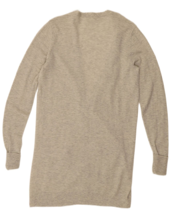 Sweter damski Fat Face Longline z otwartym kardiganem UK 12 Średni beż nakrapiany