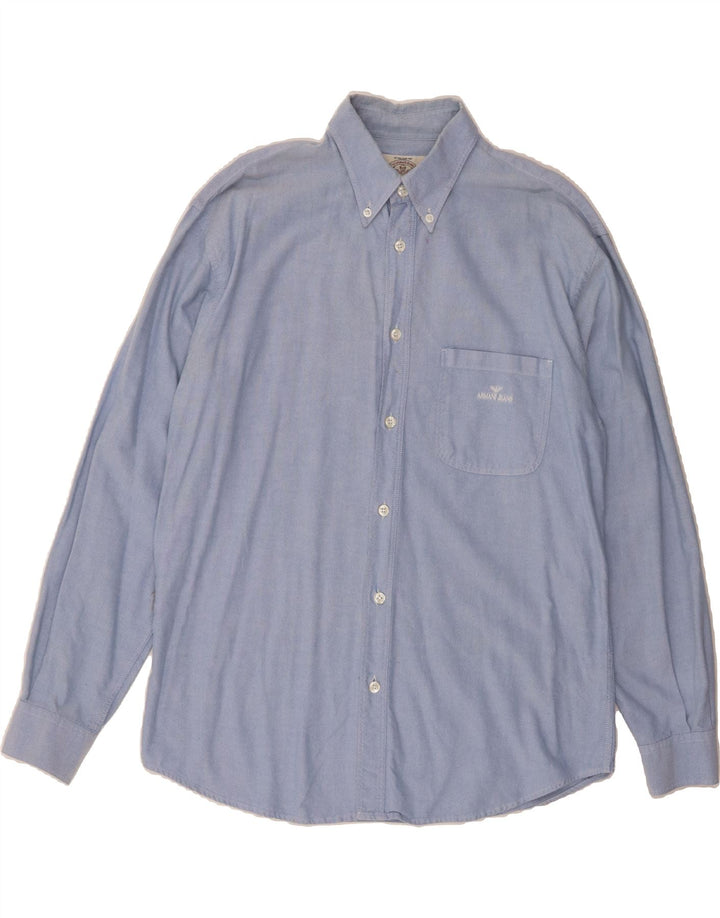 ARMANI JEANS Mens Shirt XL Blue Cotton Vintage Armani Jeans and Second-Hand Armani Jeans from Messina Hembry 