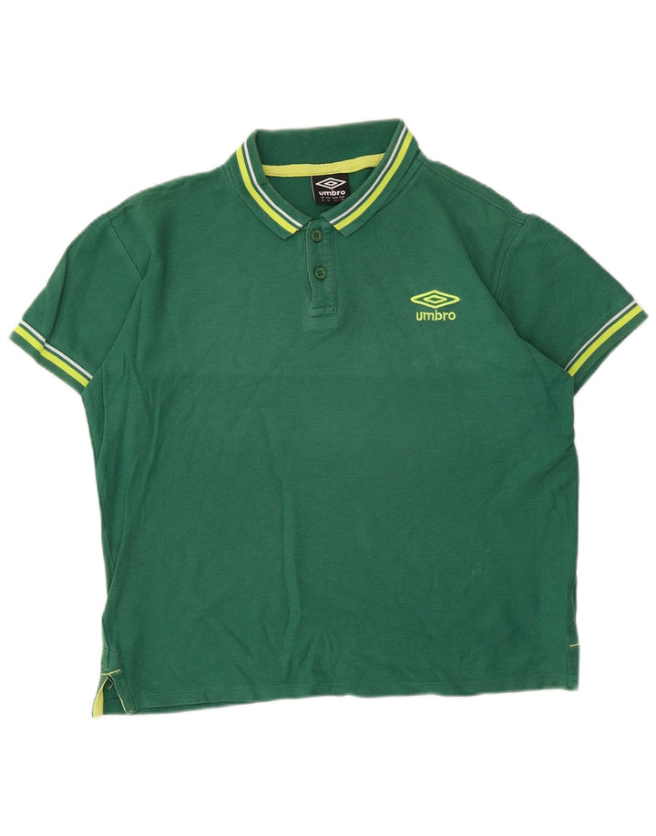 Męska koszulka polo Umbro, bawełniana w średnie zielone paski