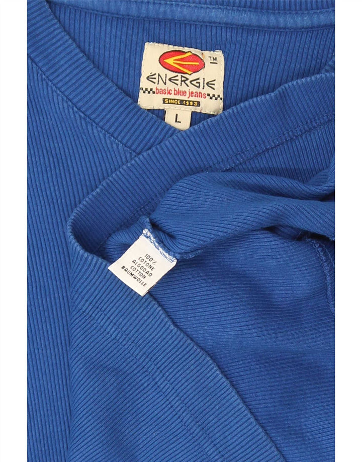 Damski T-shirt Energie, duży, niebieski, bawełniany