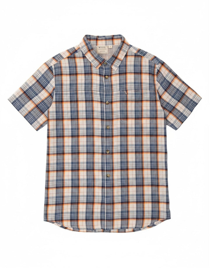MOUNTAIN WAREHOUSE Mens Short Sleeve Shirt Large Blue Check Cotton